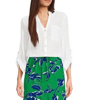 I.N. San Francisco 3/4 Sleeve Patch-Pocket Woven Shirt