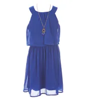 Big Girls 7-16 Sleeveless Lace-Trimmed Popover Dress