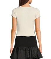 I.N. San Francisco Bow Front Short Sleeve Sweater