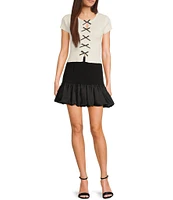 I.N. San Francisco Bow Front Short Sleeve Sweater