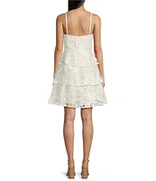 I.N. San Francisco Embroidered Sweetheart Neck Spaghetti Strap Fit & Flare Triple Tiered Dress
