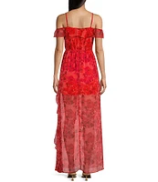 I.N. San Francisco Floral Print Off The Shoulder Asymmetrical Dress