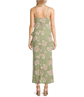 I.N. San Francisco Floral Print Spaghetti Strap Ruffled Slip Dress