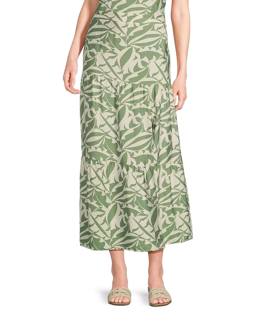 I.N. San Francisco Floral Print Tiered Side Slit Coordinating Maxi Skirt