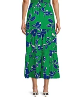 I.N. San Francisco Floral-Printed Tiered Side-Slit Coordinating Long Skirt