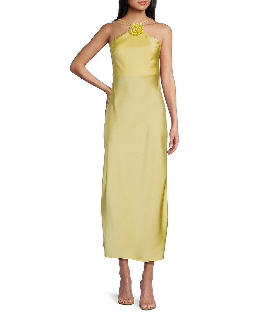 I.N. San Francisco Halter Neck Rose Long Slip Dress