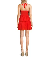 I.N. San Francisco Halter V-Neck Tier Halter Bust Out Dress