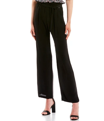 High Rise Tie Waist Wide Leg Palazzo Pants