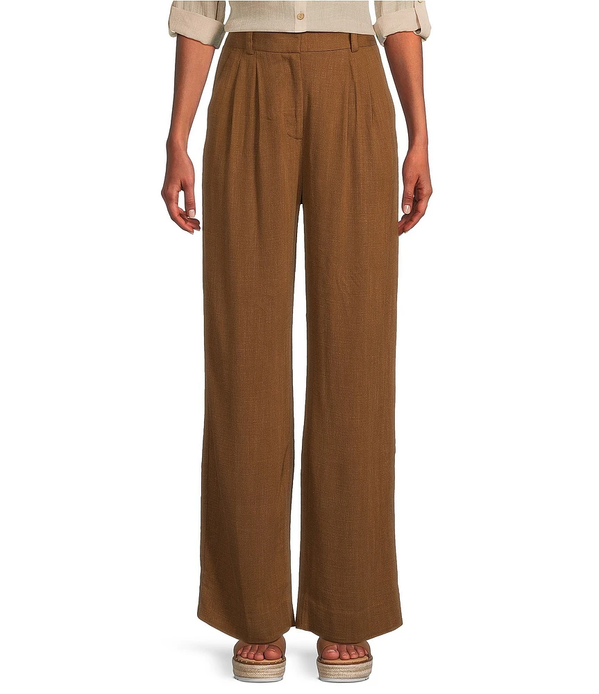 I.N. San Francisco Linen Wide Leg Tailored Pants