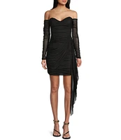 I.N. San Francisco Power Mesh Sweetheart Neck Long Sleeve Dress