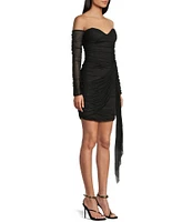 I.N. San Francisco Power Mesh Sweetheart Neck Long Sleeve Dress