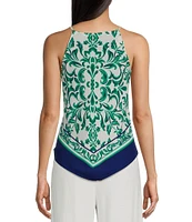 I.N. San Francisco Sleeveless Bohemian-Printed Scarf-Front Camisole