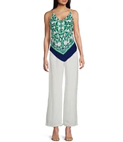 I.N. San Francisco Sleeveless Bohemian-Printed Scarf-Front Camisole
