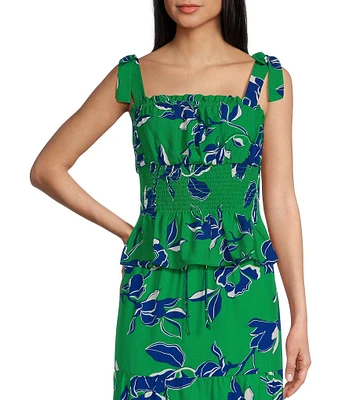 I.N. San Francisco Sleeveless Floral-Printed Smocked Coordinating Camisole