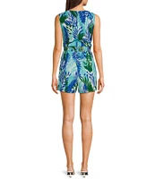 I.N. San Francisco Sleeveless Palm Leaf Printed Romper