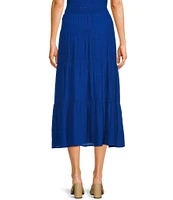 I.N. San Francisco Solid Tiered Gauze Texture Coordinating Long Skirt