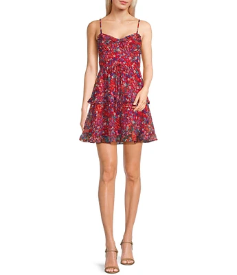 I.N. San Francisco Spaghetti Strap Ditsy Floral Printed Dress