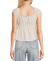 I.N. San Francisco Striped V-Neck Flutter Sleeve Baby Doll Top