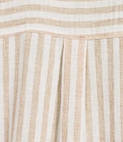 I.N. San Francisco Woven Stripe 3/4 Sleeve Roll Tab Sleeve Button Front Shirt