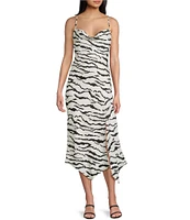 I.N. San Francisco Zebra Print Drape Neck Slip Dress