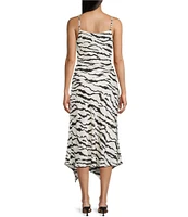 I.N. San Francisco Zebra Print Drape Neck Slip Dress