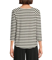 I.N. Studio Knit Stripe Square Neck 3/4 Sleeve Top
