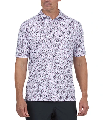 IBKUL Big Wave Printed Short Sleeve Polo Shirt