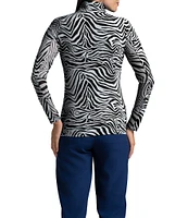 IBKUL Cecilia Animal Print Long Sleeve Mock Neck Top