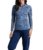 IBKUL Cecilia Animal Print Long Sleeve Mock Neck Top