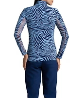 IBKUL Cecilia Animal Print Long Sleeve Mock Neck Top