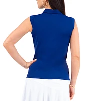 IBKUL Essential Solid Sleeveless Point Collar Polo Top