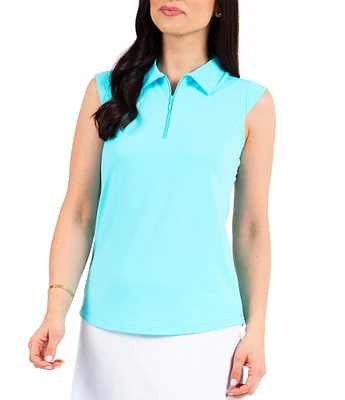 IBKUL Essential Solid Sleeveless Point Collar Polo Top