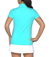 IBKUL Essential Solids Short Sleeve Quarter Zip Top