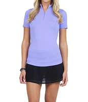 IBKUL Essential Solids Short Sleeve Quarter Zip Top