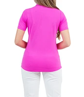 IBKUL Essential Solids Short Sleeve Quarter Zip Top