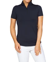 IBKUL Essential Solids Short Sleeve Quarter Zip Top