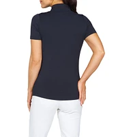 IBKUL Essential Solids Short Sleeve Quarter Zip Top