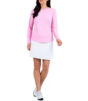 IBKUL Long Sleeve Mesh Inlay Crew Neck Top