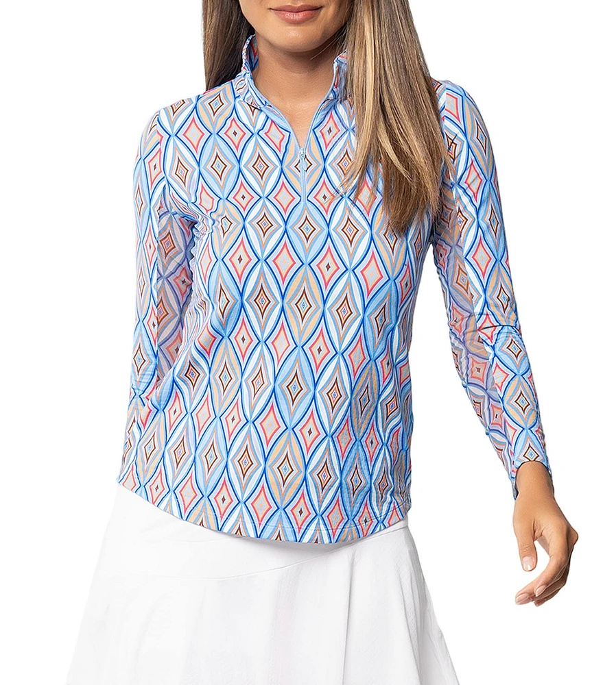 IBKUL Romina Print Mock Neck Long Sleeve Top