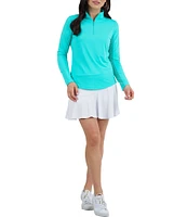 IBKUL Solid Long Sleeve Quarter Zip Top