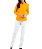 IBKUL Solid Long Sleeve Quarter Zip Top