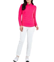 IBKUL Solid Long Sleeve Quarter Zip Top