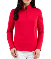 IBKUL Solid Long Sleeve Quarter Zip Top