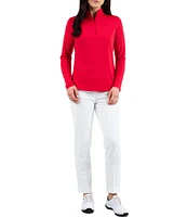 IBKUL Solid Long Sleeve Quarter Zip Top