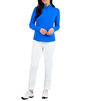 IBKUL Solid Long Sleeve Quarter Zip Top