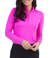 IBKUL Solid Long Sleeve Quarter Zip Top