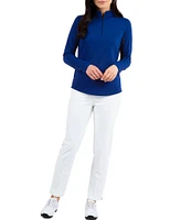 IBKUL Solid Long Sleeve Quarter Zip Top