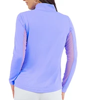 IBKUL Solid Long Sleeve Quarter Zip Top