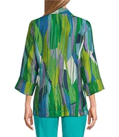 IC Collection Abstract Print Woven Waterfall Collar Bracelet Sleeve Jacket