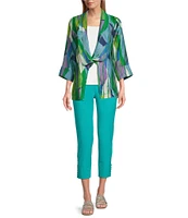 IC Collection Abstract Print Woven Waterfall Collar Bracelet Sleeve Jacket